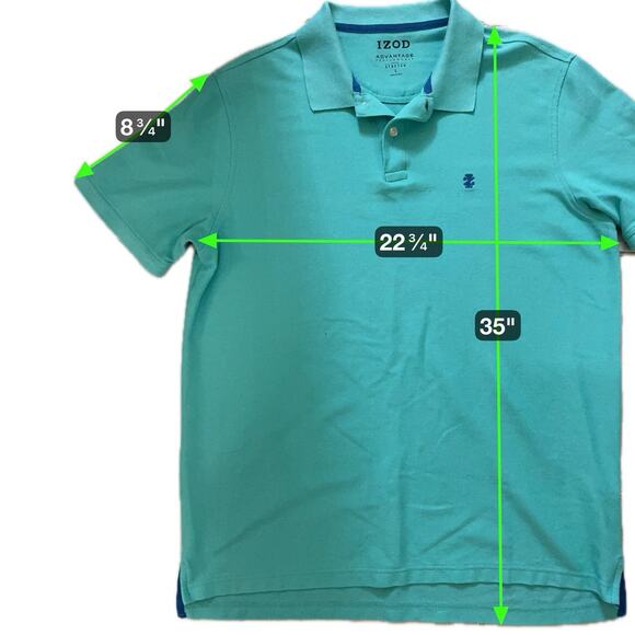 IZOD Advantage Performance Polo Shirt L Aqua Stretch Cotton Blend - Picture 5 of 5